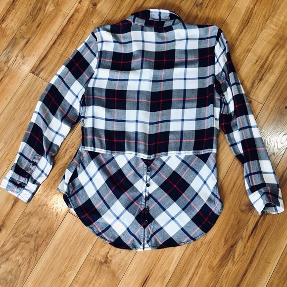 Beach lunch lounge plaid cozy lumberjack shirt top blouse button down medium - Picture 3 of 9